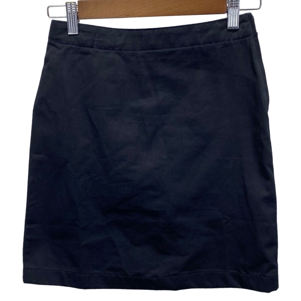 Lands End Black Cotton Blend Golf Skort 10S Petite Adjustable Waist Wicking